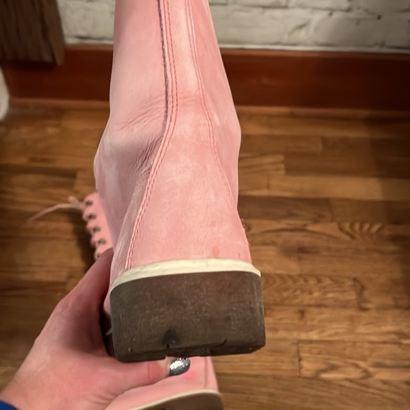 Timberland Pink Lace-Up Knee-High 16” Boots, Custom Women’s Timberland Boots - Picture 7 of 8